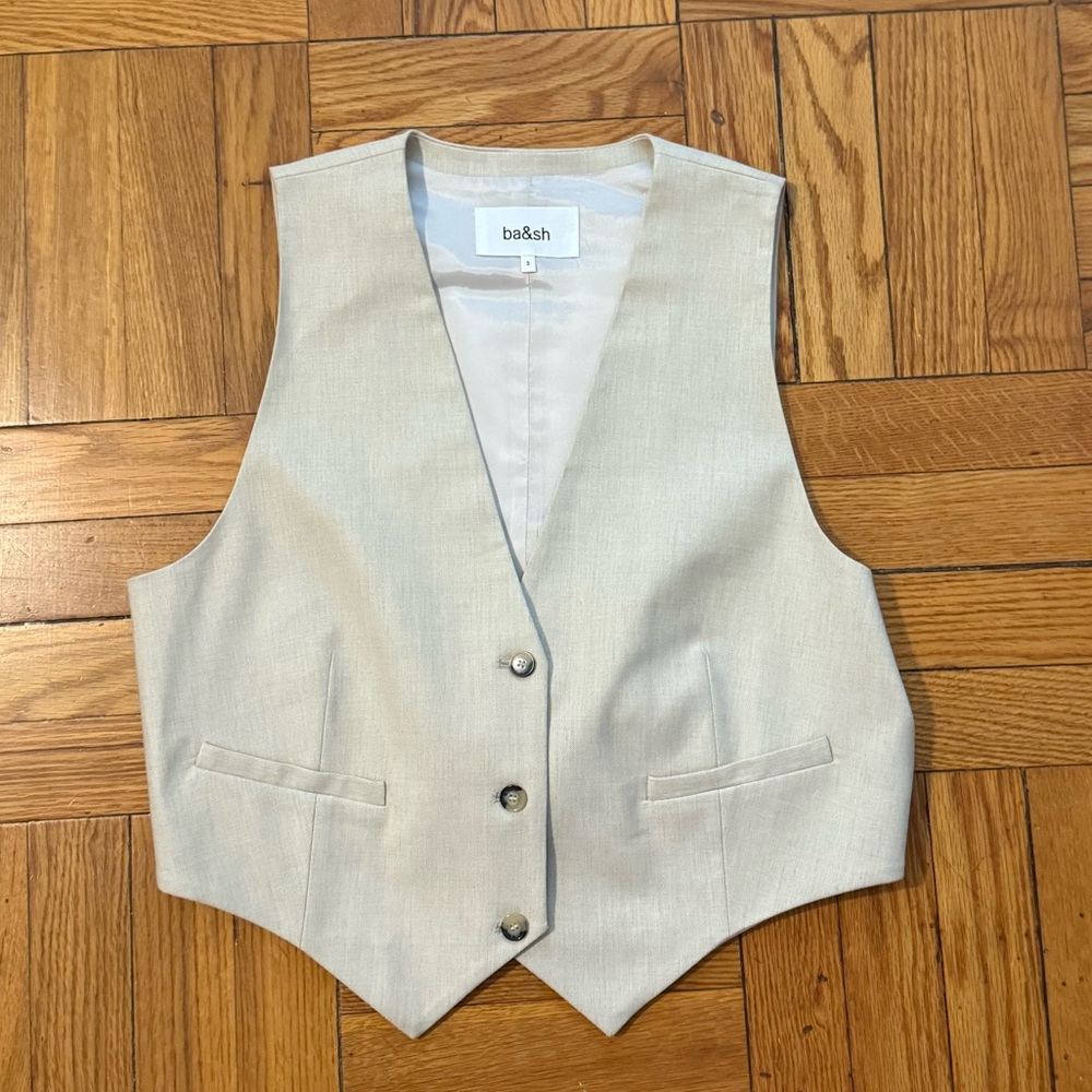BA&SH - NWOT structured ivory/beige cropped vest size Large (3)
